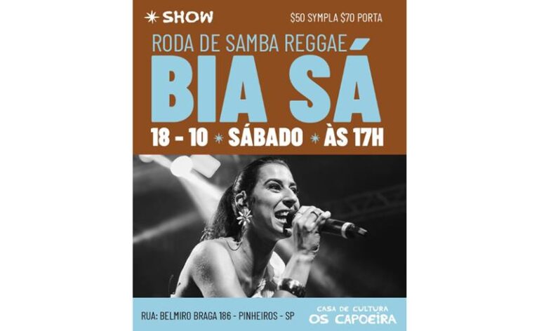 Bia Sá apresenta Roda de Samba Reggae na Casa de Cultura em São Paulo